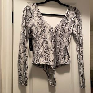 Lulus Longsleeve Snakeskin Bodysuit